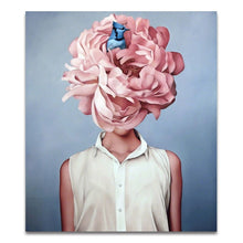 Load image into Gallery viewer, Nordic Modern Floral Feather Woman Abstract Fashion Style Canvas Painting Art Print Poster Picture Wall Living Room Home Decor - SallyHomey Life's Beautiful