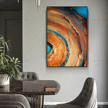 Load image into Gallery viewer,   100% Hand Painted Modern Orange Ring Circle  on Canvas