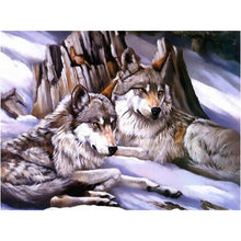 Load image into Gallery viewer, DIY 5D Diamond Painting Cross Stitch Wolf Animal Diamond Embroidery Full Drill Round Mosaic Kit Rhinestones Winter Scenery Art - SallyHomey Life's Beautiful