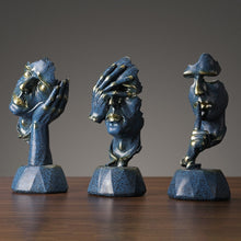 Load image into Gallery viewer, Abstract Black Statue Retro Abstract Character Figurine Silence Is Gold Home Decoration Accessories Home Desktop Craft Gift
