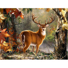 Load image into Gallery viewer, DIY 5D Diamond Painting Deer In Nature Forest Full Round Mosaic Animal Diamond Embroidery Cross Stitch Mosaic Rhinestones Decor - SallyHomey Life's Beautiful