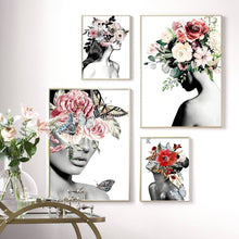 Load image into Gallery viewer, Abstract Girl Flower Fashion Figure Wall Art Canvas Painting Nordic Posters And Prints Wall Pictures For Living Room Decor - SallyHomey Life's Beautiful