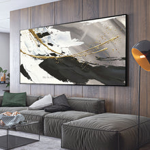 Load image into Gallery viewer, Hand painted oil painting canvas abstract black and white gold modern art acrylic paintings Large Wall Art for living room decor - SallyHomey Life's Beautiful