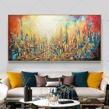 Load image into Gallery viewer,   100% Hand Painted Red Dream Yellow City Painting  Modern Art Picture For Living Room Modern Cuadros Canvas Art High Quality