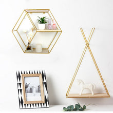 Load image into Gallery viewer, Living Room Geometric Shelves Nordic Style Creative Wall Decoration Metal Shelf Round Hexagon Storage Holder Rack Shelves