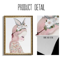 Load image into Gallery viewer, Cartoon Cute Girl Flower Rabbit Animal Wall Art Canvas Painting Nordic Posters And Prints Wall Pictures Baby Kids Room Decor - SallyHomey Life's Beautiful