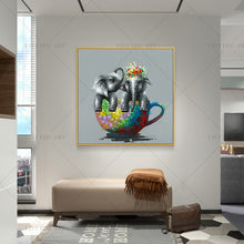 Load image into Gallery viewer,   100% Hand Painted  Cup Animal Color Dog Abstract Painting  Modern Art Picture For Living Room Modern Cuadros Canvas Art High Quality