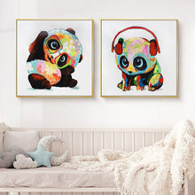 Load image into Gallery viewer, 100% Hand Painted Cartoon Baby Panda Oil Painting On Canvas Wall Art Frameless Picture Decoration For Live Room Home Decor Gift