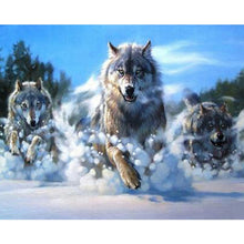 Load image into Gallery viewer, DIY 5D Diamond Painting Cross Stitch Wolf Animal Diamond Embroidery Full Drill Round Mosaic Kit Rhinestones Winter Scenery Art - SallyHomey Life's Beautiful