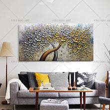Load image into Gallery viewer, 100% Hand Painted  Knife Gold Tree Oil Painting On Canvas Large Palette 3D Paintings For Living Room Modern Abstract Wall Art Pictures