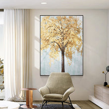 Load image into Gallery viewer, 100% Hand Painted Abstract Golden Tree Painting On Canvas Wall Art Frameless Picture Decoration For Live Room Home Decor Gift