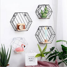 Load image into Gallery viewer, Wall Storage Shelf Combination Wall Hanging Living Room Bedroom Iron Hexagonal Grid Geometric Figure-shaped Decoration #SO