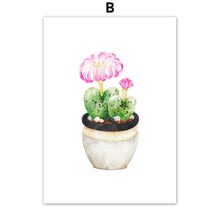 Load image into Gallery viewer, Succulents Cactus Pink Flower Wall Art Canvas Painting Nordic Posters And Prints Plants Wall Pictures For Living Room Home Decor - SallyHomey Life's Beautiful
