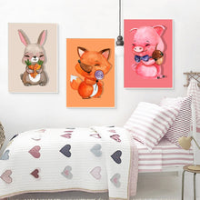 Load image into Gallery viewer, Cartoon Animals Posters and Prints Wall Art Canvas Painting Cute Pig, Bunny, Fox Decorative Paintings for Living Room Home Decor - SallyHomey Life's Beautiful
