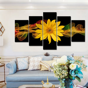 🔥 Modern Abstract Posters and Prints Wall Art Canvas Painting 5pcs Abstract Yellow Flower Decorative Picture for Living Room Decor - SallyHomey Life's Beautiful