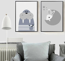 Load image into Gallery viewer, Cartoon Animal Koala Seal Minimalist Art Canvas Poster Painting Nursery Wall Picture  Modern Home Kids Room Decor - SallyHomey Life's Beautiful