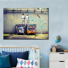 Load image into Gallery viewer, Modern Graffiti Art Painting Life is Short Chill the Duck out Two Nude Kids Print Poster Canvas Painting Wall picture Home Decor - SallyHomey Life's Beautiful