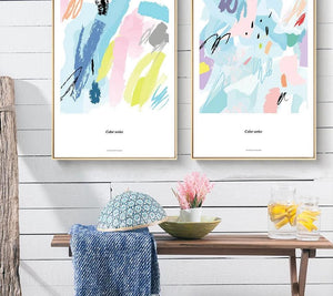Watercolor Color Blocks Art Canvas Posters Abstract Prints Painting Nursery Wall Art Pictures Children Bedroom Decoration - SallyHomey Life's Beautiful
