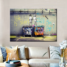 Load image into Gallery viewer, Modern Graffiti Art Painting Life is Short Chill the Duck out Two Nude Kids Print Poster Canvas Painting Wall picture Home Decor - SallyHomey Life's Beautiful