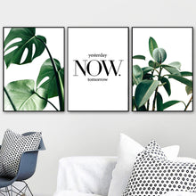 Load image into Gallery viewer, Monstera Green Big Leaves Quotes Wall Art Canvas Painting Nordic Posters And Prints Wall Pictures For Living Room Bedroom Decor - SallyHomey Life's Beautiful