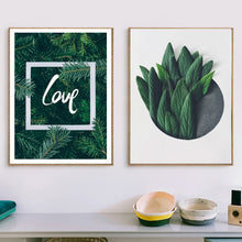 Load image into Gallery viewer, Cypress Leaf Tropical Plant Creative Love Wall Art Canvas Painting Nordic Posters And Prints Wall Pictures For Living Room Decor - SallyHomey Life's Beautiful
