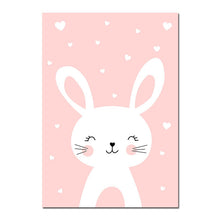 Load image into Gallery viewer, Kawaii Wall Art Canvas Nursery Poster Print Cartoon Cat Rabbit Painting Nordic Kids Decoration Picture Baby Living Room Decor - SallyHomey Life's Beautiful
