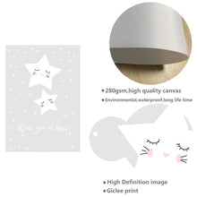 Load image into Gallery viewer, Star Rabbit Cartoon Wall Art Canvas Poster Nursery Quote Prints Nordic Style Painting Wall Picture Children Bedroom Decoration - SallyHomey Life's Beautiful
