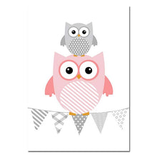Load image into Gallery viewer, Owl Woodland Animal Wall Art Canvas Poster Nursery Prints Cartoon Painting Nordic Picture Baby Girl Bedroom Decor - SallyHomey Life's Beautiful