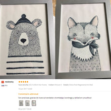 Load image into Gallery viewer, Nordic Art Bear Fox Canvas Poster Painting Cartoon Animal Wall Picture Print Children Baby Room Decoration - SallyHomey Life's Beautiful