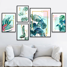 Load image into Gallery viewer, Plant Banana Leaf Monstera Golden Lines Nordic Posters And Prints Wall Art Canvas Painting Wall Pictures For Living Room Decor - SallyHomey Life's Beautiful