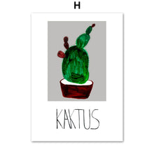 Load image into Gallery viewer, Cartoon Green Potted Cactus Quotes Wall Art Canvas Painting Nordic Posters And Prints Plants Wall Pictures For Living Room Decor - SallyHomey Life's Beautiful