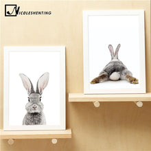 Load image into Gallery viewer, Baby Woodland Animal Rabbit Tail Canvas Funny Poster Wall Art Nursery Print Painting Nordic Kids Decoration Pictures Room Decor - SallyHomey Life's Beautiful