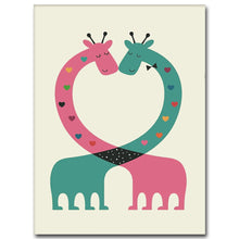 Load image into Gallery viewer, Nordic Art Cartoon Animal Poster Elephant Giraffe Tiger Minimalist Canvas Painting Nursery Picture Children Room Decoration 340 - SallyHomey Life's Beautiful