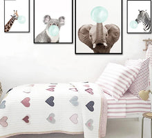 Load image into Gallery viewer, Baby Animal Zebra Girafe Canvas Poster Nursery Wall Art Print Painting Nordic Picture Children Bedroom Decoration - SallyHomey Life's Beautiful