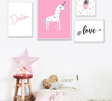 Load image into Gallery viewer, Cartoon Unicorn Flamingo Nursery Posters Prints Wall Art Canvas Painting Picture Nordic Kids Bedroom Decoration - SallyHomey Life's Beautiful