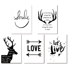 Load image into Gallery viewer, Nordic Style Deer Antlers Bible Canvas Poster Minimalist Wall Art Prints Black White Abstract Painting Picture Modern Home Decor - SallyHomey Life's Beautiful