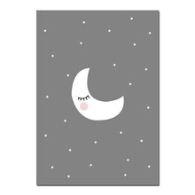 Load image into Gallery viewer, Cute Moon Star Baby Nursery Wall Art Canvas Posters Prints Cartoon Painting Nordic Kids Decoration Picture Baby Bedroom Decor - SallyHomey Life's Beautiful