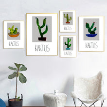 Load image into Gallery viewer, Cartoon Green Potted Cactus Quotes Wall Art Canvas Painting Nordic Posters And Prints Plants Wall Pictures For Living Room Decor - SallyHomey Life's Beautiful