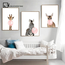 Load image into Gallery viewer, Giraffe Zebra Animal Posters and Prints Canvas Art Painting Wall Art Nursery Decorative Picture Nordic Style Kids Decoration - SallyHomey Life's Beautiful