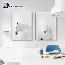 Load image into Gallery viewer, Animal White Horse Wall Art Canvas Posters and Prints Painting Wall Pictures for Living Room Modern Home Decor - SallyHomey Life's Beautiful