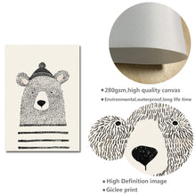 Load image into Gallery viewer, Nordic Art Bear Fox Canvas Poster Painting Cartoon Animal Wall Picture Print Children Baby Room Decoration - SallyHomey Life's Beautiful