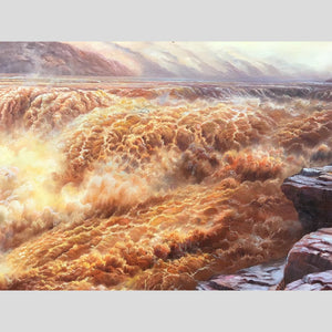 100% Hand Painted Realistic Yellow River Oil Painting On Canvas Wall Art Frameless Picture Decoration For Live Room Home Decor