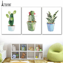 Load image into Gallery viewer, Potted plant Cactus Wall Art Canvas Painting Nordic Posters And Prints Scandinavian Art Wall Pictures For Living Room Home Decor - SallyHomey Life's Beautiful