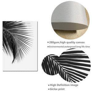 🔥Black White Palm Tree Leaves Canvas Posters and Prints Minimalist Painting Wall Art Decorative Picture Nordic Style Home Decor - SallyHomey Life's Beautiful