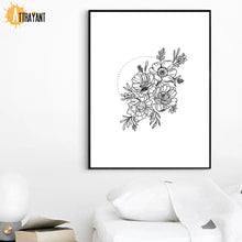 Load image into Gallery viewer, Black And White Flower Wall Art Canvas Painting Nordic Posters And Prints Wall Pictures For Living Room Scandinavian Home Decor - SallyHomey Life's Beautiful