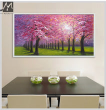 Load image into Gallery viewer, Cheap modern paintings handmade beautiful oil painting landscape pink cherry blossom tree painting wall pictures for kitchen - SallyHomey Life's Beautiful