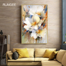 Load image into Gallery viewer, 100% Hand Painted Abstract White Flower Oil Painting On Canvas Wall Art Frameless Picture Decoration For Live Room Home Decor
