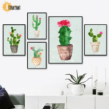 Load image into Gallery viewer, Plants Cactus Flower Nursery Wall Art Canvas Painting Nordic Posters And Prints Wall Pictures For Living Room Bed Room Decor - SallyHomey Life's Beautiful