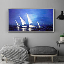 Load image into Gallery viewer, 100% Hand Painted Abstract White Sailing Painting On Canvas Wall Art Frameless Picture Decoration For Live Room Home Decor Gift