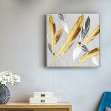 Load image into Gallery viewer, 100% Hand Painted Abstract Golden Feather Painting On Canvas Wall Art Wall Adornment Pictures Painting For Live Room Home Decor
